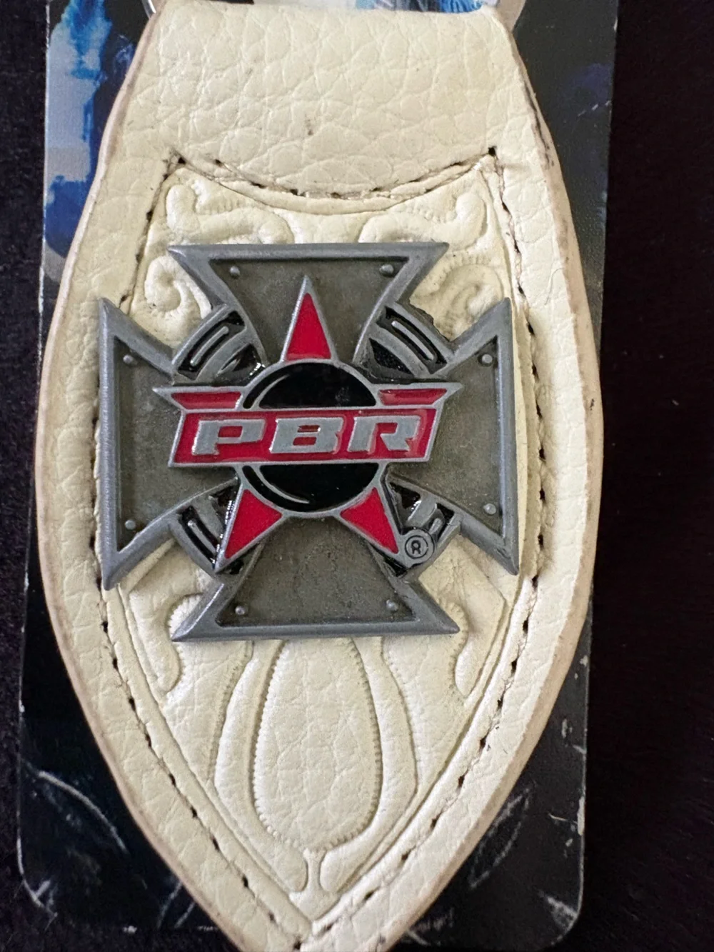 New Old Stock: 2007 PBR Key Ring Pair : Vintage Leather w Metal PBR Logo & Ring